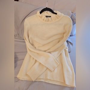 J. Crew Cream Alpaca Blend Ruffle Neck Textured Pullover Sweater XXL